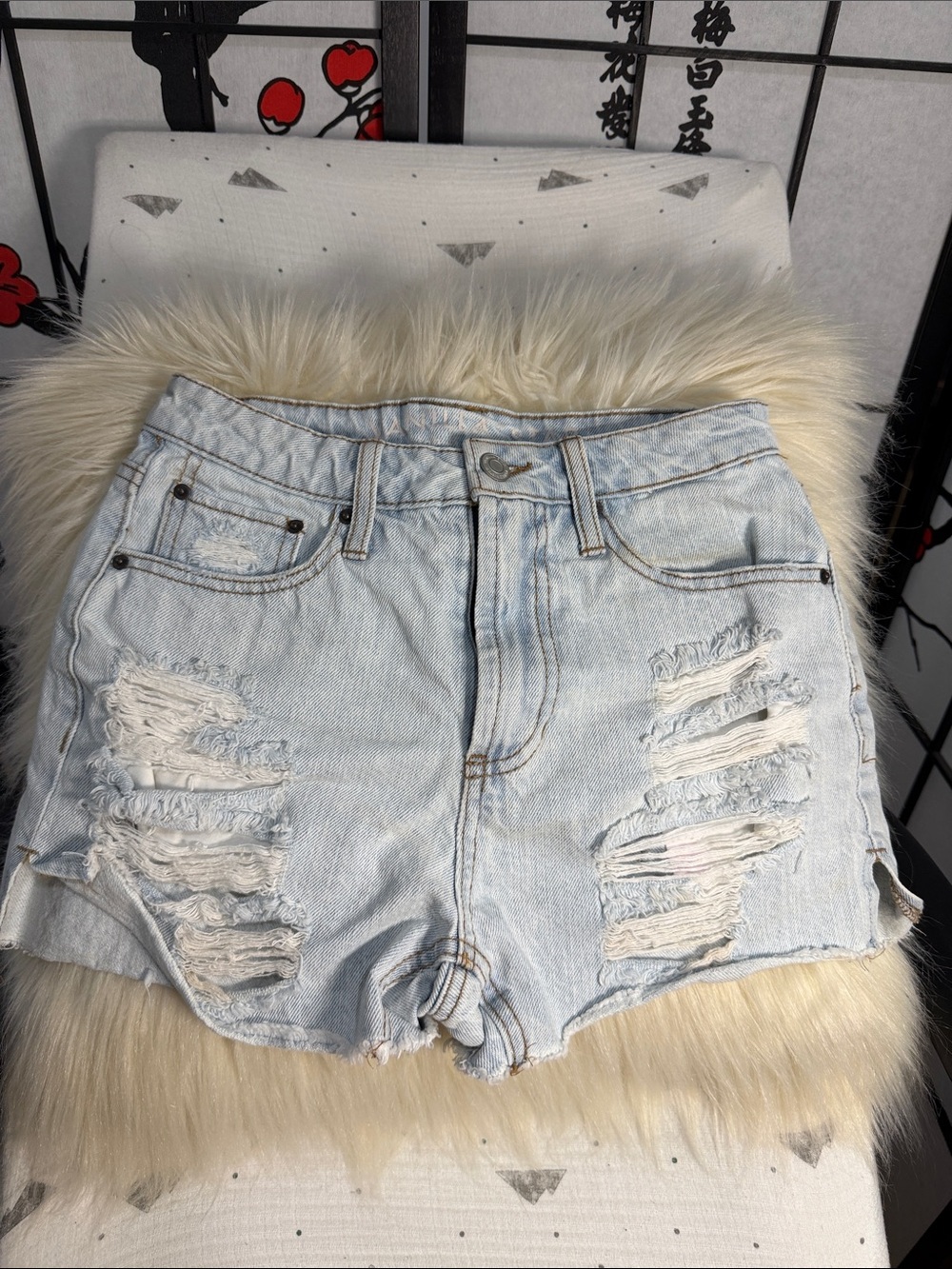 Light Wash Distressed High-Rise Women’s Denim Shorts